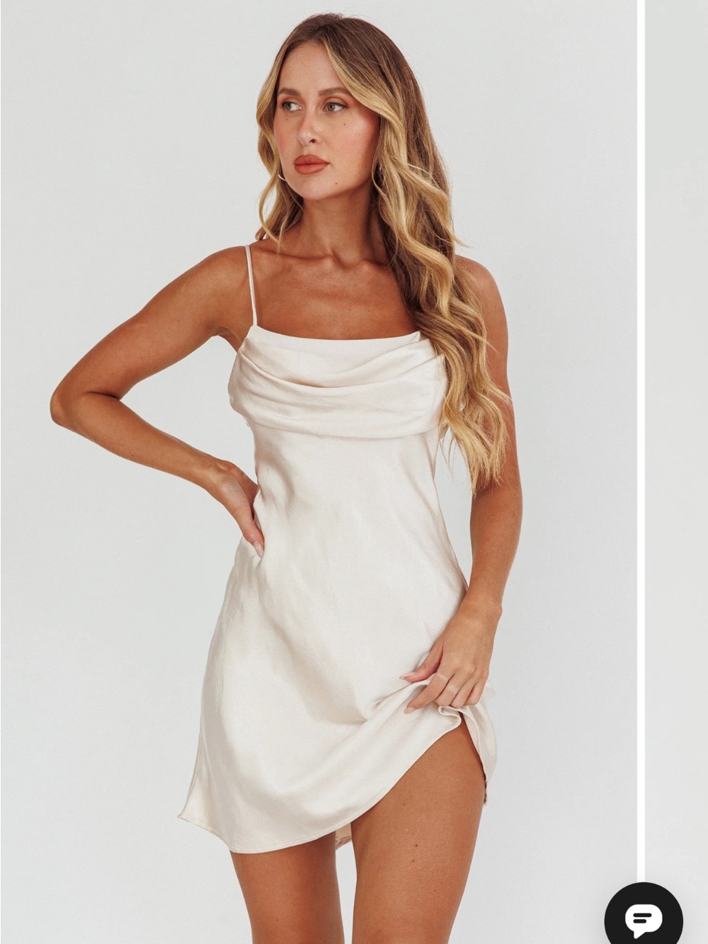 Satin Cowl Neck Mini Dress